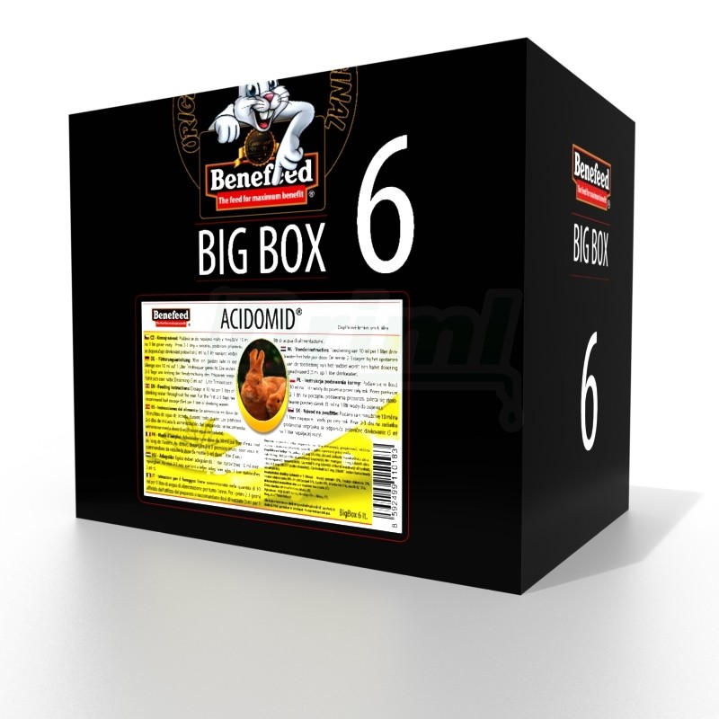 Acidomid K 6 l BIG BOX citronová, ascorbová), minerální látky a glukózu, redukuje potíže zažívacího traktu