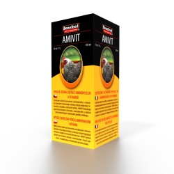 Amivit drůbež 0,5 Vitamíny, aminokyseliny a L-karnitin, který také zvyšuje využitelnost vitamínů z tuků ( A,D,E,K )
