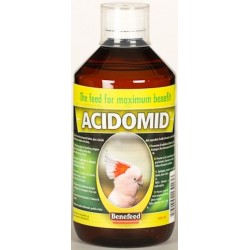 Acidomid exoti 0,5 l Prevence bakteriálních onemocnění a kokcidiózy, stimulace metabolismu a imunitního