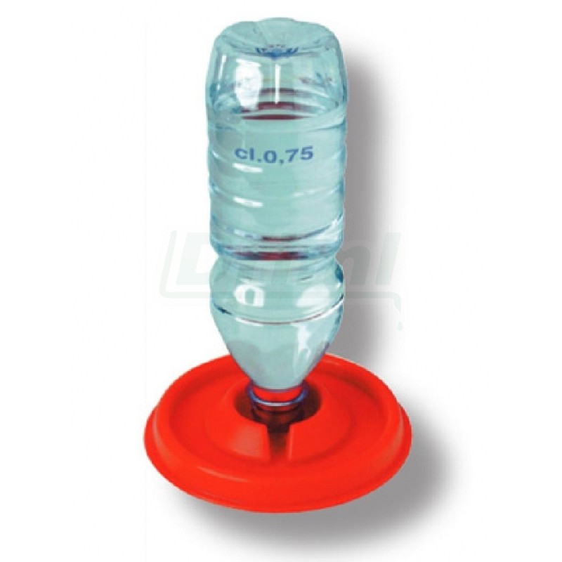 Napájecí tallíř na PET lahve do 0,5 l, pro kuřátka, včely, červený