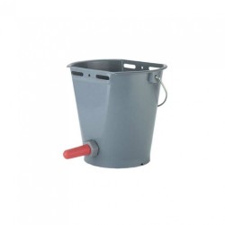 Kbelík napájecí plastový, šedý,zesílený, se stupnicí do 8 l, včetně zpět.ventilu a červeného dudlíku