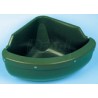 Žlab plastový, olivově zelený 31 l - rohový, s hranou proti vyhazování krmiva a okusu 60x30x45 cm