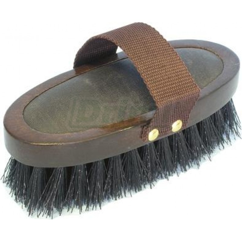 Kartáč žíněný s páskem na ruku střední s gumovým dýnkem , černé žíně, vlas 35mm