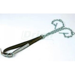 Obojek pro skot, komplet 130 x 4cm, Trevira, zesíleno kůží, s D a dvěma vázacími řetězy s karabinou a obrtlíkem