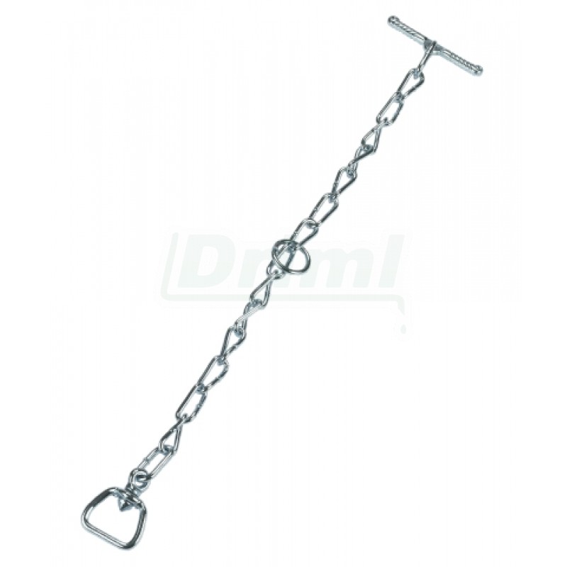 Řetěz vázací jednodílný s D kruhem, k obojku, článek d 5mm, úvaz s kličkou, zinkovaný