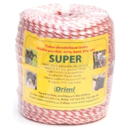 SUPER  lanko PP,13 ?/ 100m, 200m, ?  3mm červeno bílé, 3x 0,25mm  pocínovaná měď, pevnost  130 kg,
