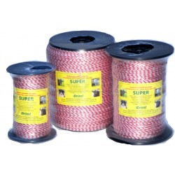 SUPER  lanko PP,13 ?/ 100m, 200m, ?  3mm červeno bílé, 3x 0,25mm  pocínovaná měď, pevnost  130 kg,