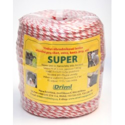 SUPER  lanko PP,13 ?/ 100m, 200m, ?  3mm červeno bílé, 3x 0,25mm  pocínovaná měď, pevnost  130 kg,