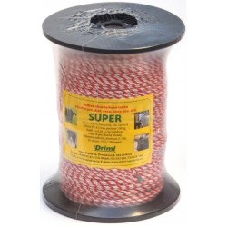 SUPER lanko PP,13 ?/ 100m, 500m, ?  3mm červeno bílé, 3x 0,25mm  pocínovaná měď, pevnost  130 kg,