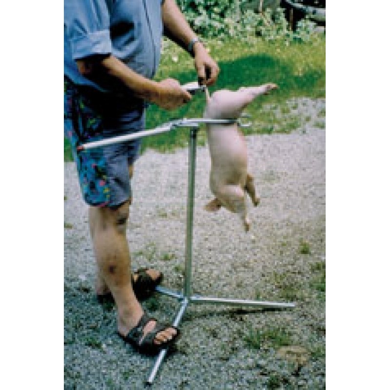 Držák kastrační NODECK - trojnožka s rychloupínáním selete ve svislé poloze, zvíře je velmi klidné