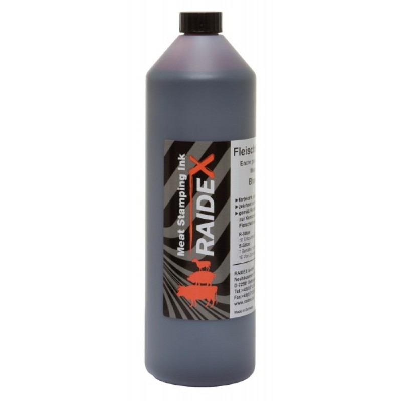 Razítkovací barva na označování masa RAIDEX, 1l hnědá, odpovídá směrnici 94/36/EG- označování masných výrobků