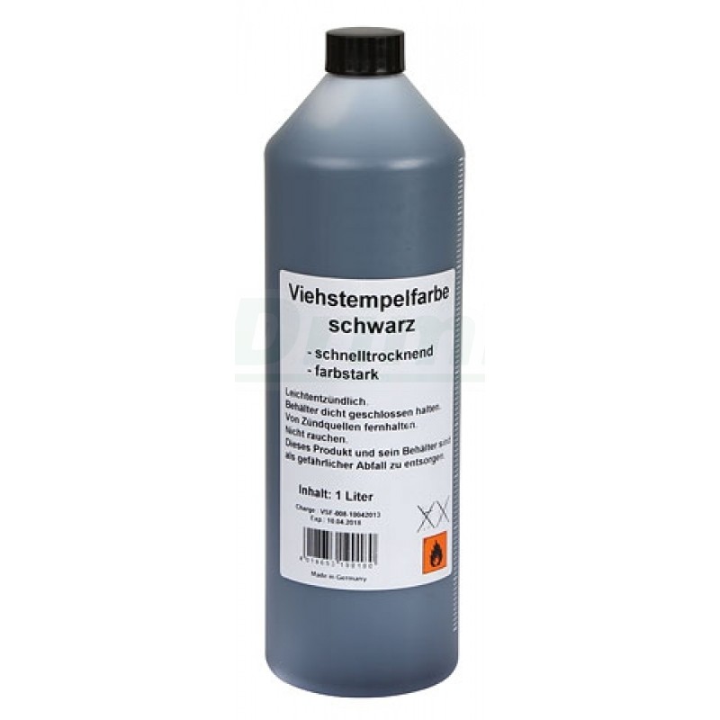 Razítkovací barva 1l pro značení zvířat - černá, neškodná, intenzivní, rychleschnoucí