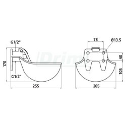 Jazyková napáječka pro koně a žírný  skot litinová