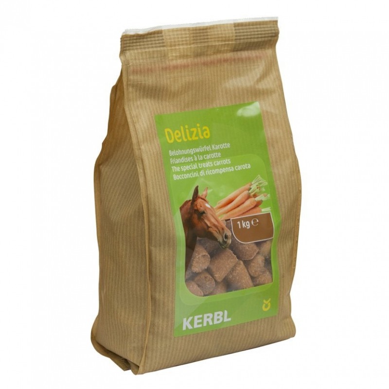 Pochoutka pro koně DELIZIA mrkvovou příchutí, obsahuje beta-karoten