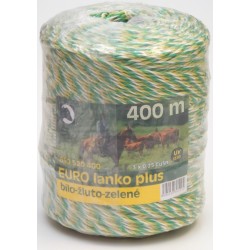 EURO lanko PE,13 ?/ 100m, 400m, ?  3mm, bílo žluto zelené, 3x 0,25mm  pocínovaná měď, pevnost  120 kg