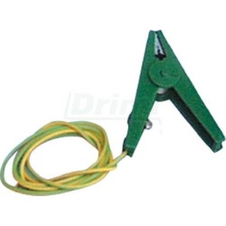 Propojovací kabel s očkem a krokodýl spojkou zelený - zemnící kolík - zdroj