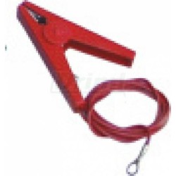 Propojovací kabel s očkem a krokodýl spojkou červený - zdroj - páska