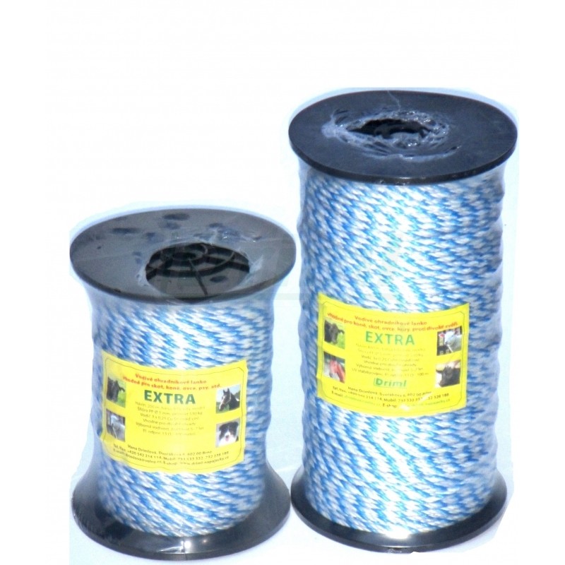 EXTRA lano PP, 13 ?/ 100m,400m, ? 5mm, 530 kg, bílo modré,  3x 0,25  Cu/Sn,