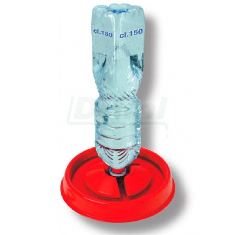 Napájecí tallíř na PET lahve všech velikostí, pro kuřátka, včely, červený