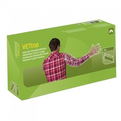 Rukavice VET TOP, 90 cm dlouhé, průhledné, 100 ks v kartonu