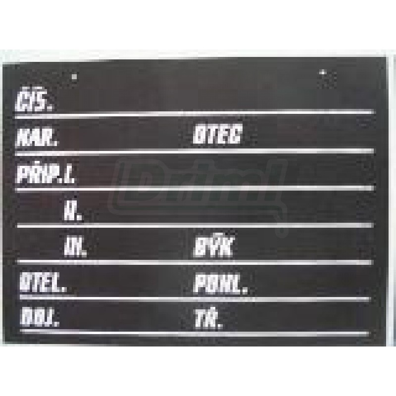 Stájová tabulka pro krávy - masný skot