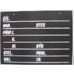 Stájová tabulka pro krávy - masný skot