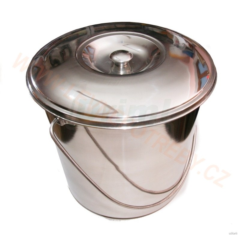 Kbelík nerezový 12 l s poklicí vhodný na potraviny, mléko