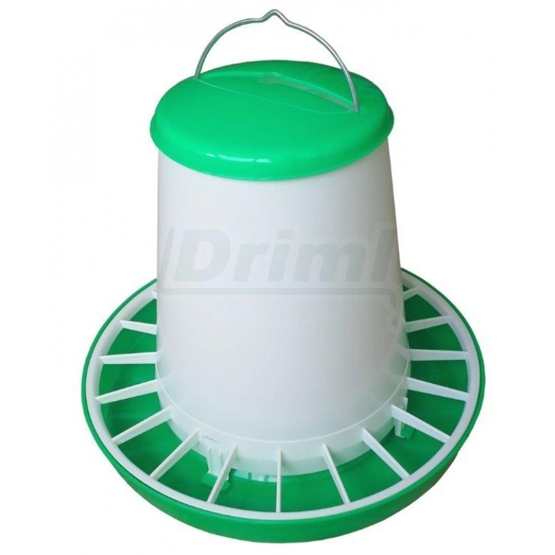 Tubusové krmítko s přepážkami na 10 kg krmiva zeleno - bílé