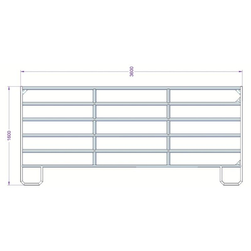 Hrazení TEXAS 3,55 m , výška od země 160 cm, 170 cm s horními oblouky, příčky po 20 cm