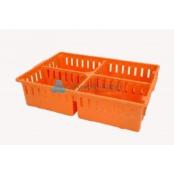 Přepravní box na kuřata se 4 oddíly, oranžový, 690 x 475 x 160 mm