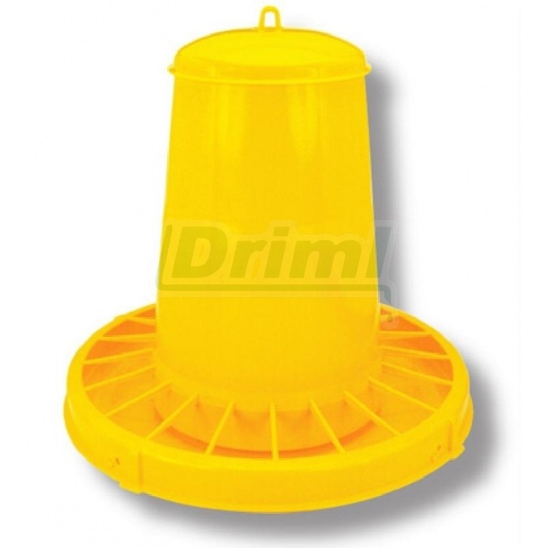 Tubusové krmítko s oddíly pro kuřata, drůbež      pro 7 kg  krmiva,   žluté