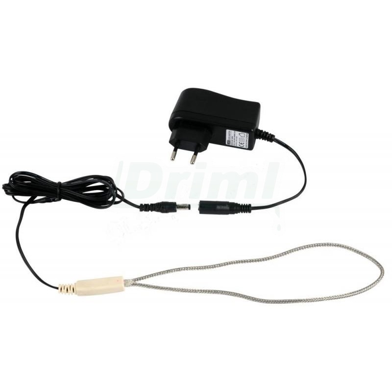 Vyhřívací topný kabel 12 / 5W s adaptérem, nerezové opletení