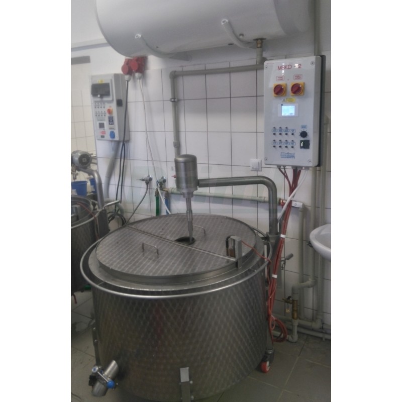 Šaržový paster - sýrařský kotel MSKD 300 L, do 90°C, 18 kW / 400V, s vrtulovým míchadlem