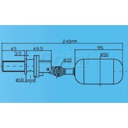 Plovákový ventil z ABS plastu DN15, 1/2