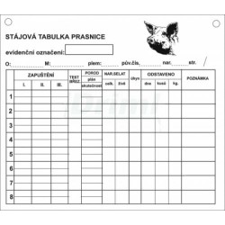Tabulka stájová střední pro prasnice, 21x19 cm