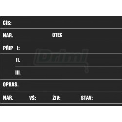 Tabulka stájová prasnice TP 120, popis křídou
