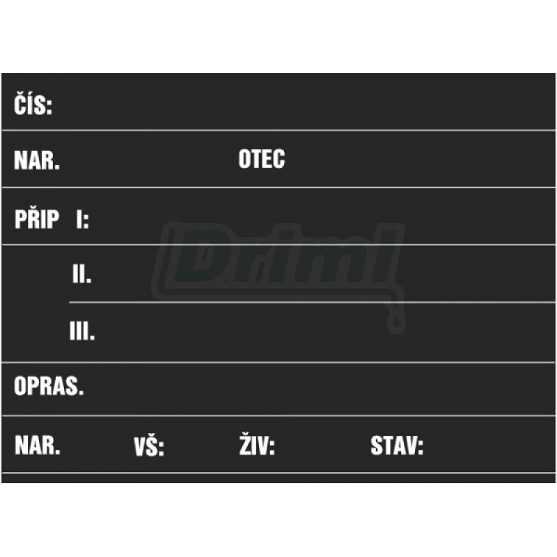 Tabulka stájová prasnice TP 120, popis křídou