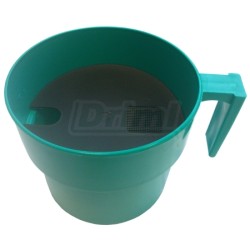 Hrnek oddojovací zelený nebo modrý, s kontrolní deskou pro kontrolu prvního proudu mléka z každého struku