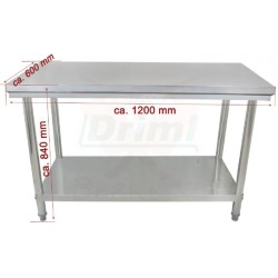 Pracovní skládací nerezový stůl s policí 1200 x 600 x 850 mm