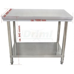 Pracovní skládací nerezový stůl s policí 1000 x 600 x 850 mm