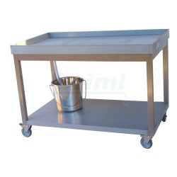 Sýrařský stůl 100x80x85 s policí a pojezdem, nerez AiSi 304