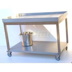 Sýrařský stůl 100x80x85 s policí a pojezdem, nerez AiSi 304