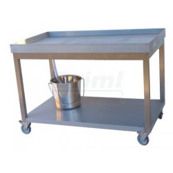 Sýrařský stůl 100x80x85 s policí a pojezdem, nerez AiSi 304