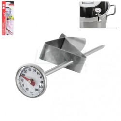 Nerezový  analogový teploměr ? 25 mm s upínacím klipem, 150mm