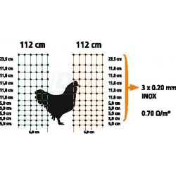 Síť ohradníková  pro drůbež, VODIVÁ - oranžová,  výška 106 cm, d. 50 m, dvojitá špička