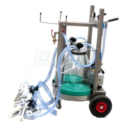 Dvoukonvové nerezové dojení pro 4 kozy s plast. konvemi