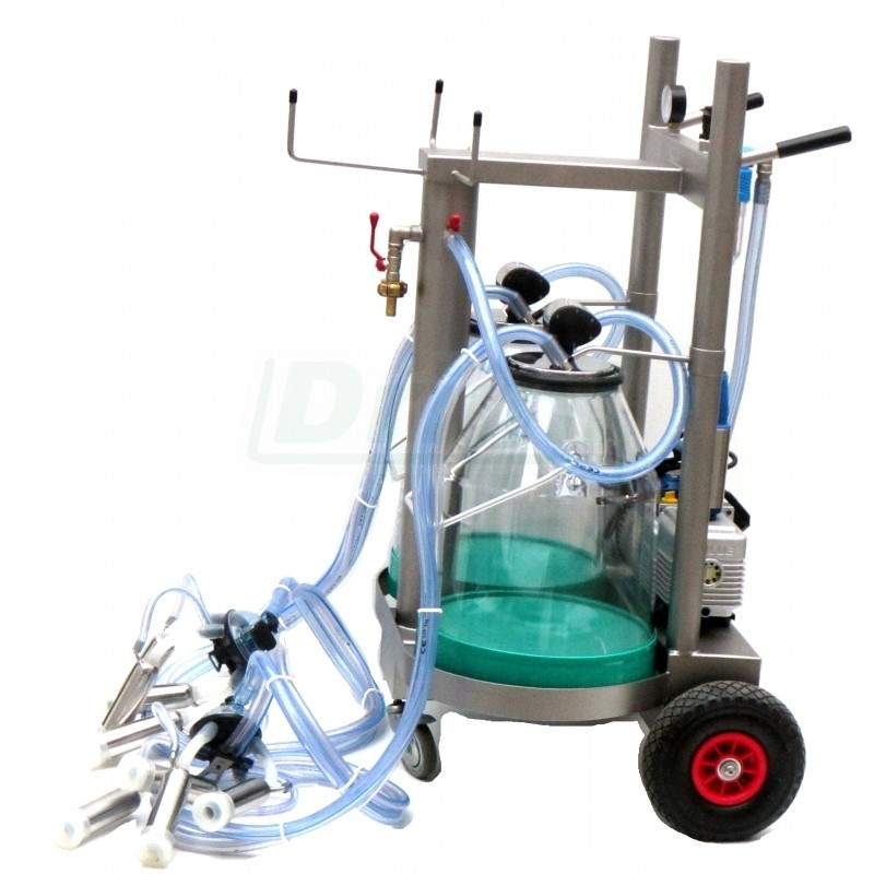 Dvoukonvové nerezové dojení pro 4 kozy s plast. konvemi