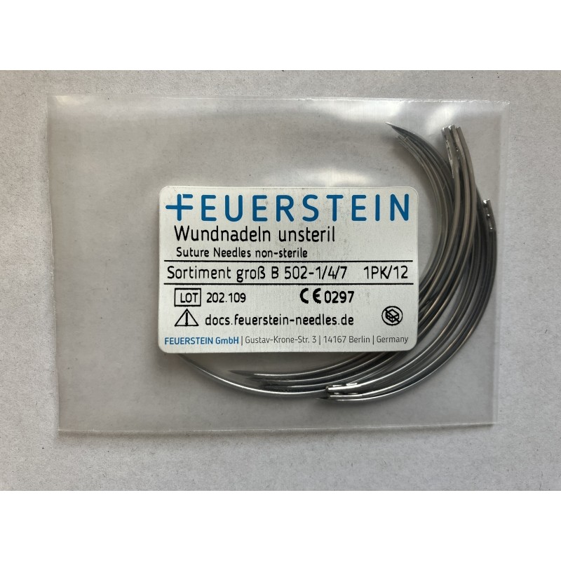 Chirurgické jehly s očky,  sada  po 4 kusech