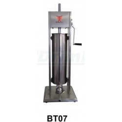 Manuální, vertikální, nerezová plnička klobás BT07 na 7 litrů s 5 nástavci