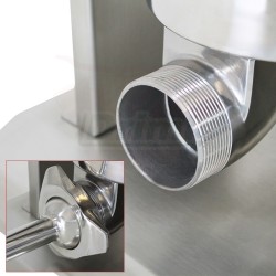 Manuální, vertikální, nerezová plnička klobás BT07 na 7 litrů s 5 nástavci